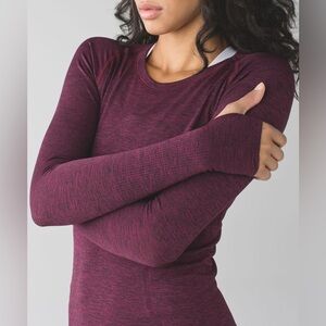 Lululemon Maroon Heathered Swiftly Tech Long Sleeve